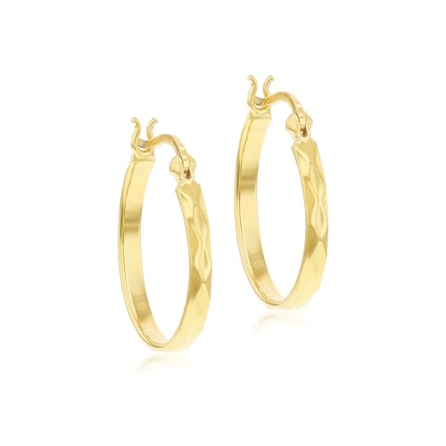 Créoles diamantées argent sterling boucles d'oreilles plaquées or 22 mm bijoux tendance pour femme
