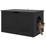 vidaXL Katzenhaus Schwarz 85 x 55 x 50,5 cm Holzwerkstoff, Moderne Katzenhaus, rechteckige Ruheoase, gemütliches Möbelstück, stylisches Katzenheim aus Holz