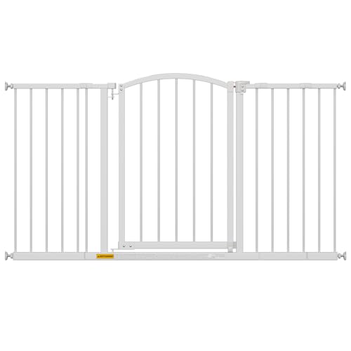 Image of BestPet Extra-Wide Arched Decor Walk-Through Dog Gate for Stairs & Doorways, Fits 28 inch-51 inch Wide Openings, 27 inchTall Metal Pet Gate for Indoor Use,Adjustable Safety Gates for Pets,White
