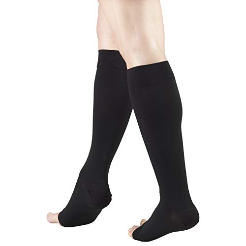 Image of Truform 20-30 mmHg Compression Stockings for Men and Women, Knee High Length, Open Toe