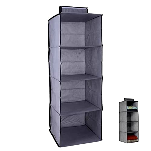 Iklob Store: Organisateur Armoire suspendue Gris 4 niveaux 30 x 30 x 80 cm, Organisateur de chaussures, Organisateur de vêtements et organisateur de sacs Cover