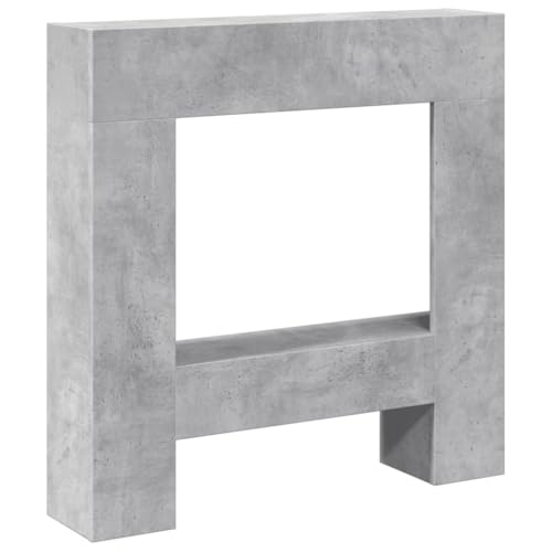vidaXL Kaminumrandung Dekorative Kaminkonsole Kaminsims Dekokamin für Wohnzimmer Kaminattrappe Kaminverkleidung Betongrau Holzwerkstoff