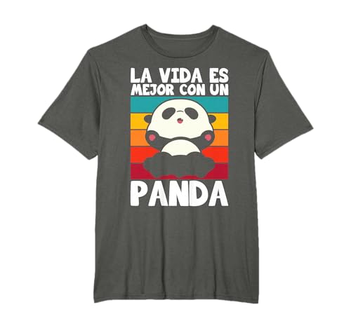 La Vida Es Mejor Con Un Panda Retro Animal Pijama Regalo Camiseta
