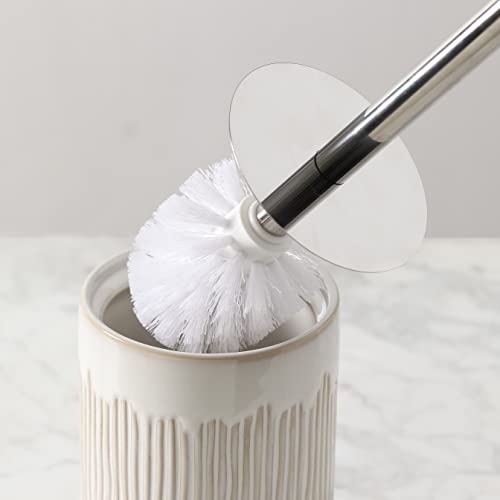 Motifeur Bathroom Accessories Ceramic Toilet Brush Set - Toilet Bowl Brush And Holder (Ivory White) #TOP2