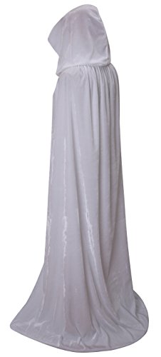 VGLOOK Unisex Adult Long Hooded Velvet Halloween Costumes Cloak Cape Medium White - Thumbnail 2