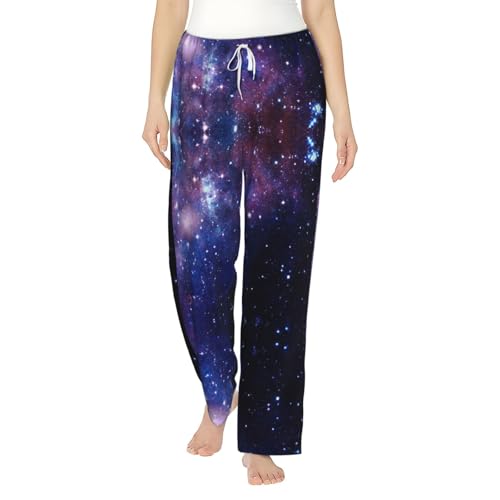 Pantalon de pyjama en flanelle anti-boulochage à taille élastique imprimé galaxie