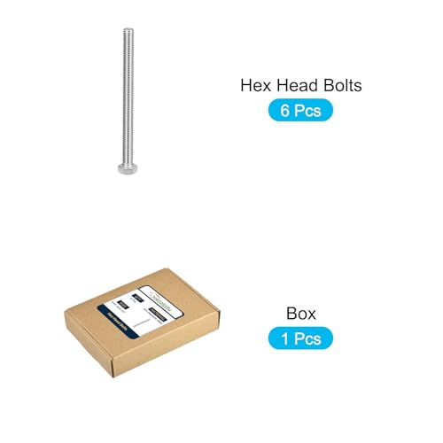 Image of METALLIXITY Hex Head Bolts (5 /16-18 x 4-1 /2 inch) 6Pcs, 304 Stainless Steel 18-8, Fully Threaded, External Hex Drive, Plain Finish, Hex Head Screw Bolt, Silver
