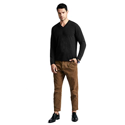 BEYOND FASHION Men's Sweater V Neck Long Sleeve Pullover - 100% Pure Cashmere3