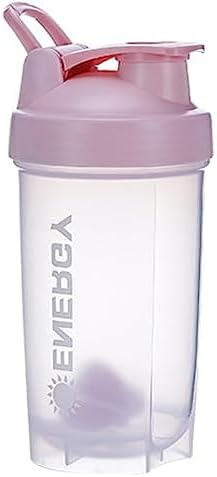 Protein Shaker Bottle Sports Supplements Shakers With Mixer Ball, BPA Free Leak Proof Screw On Lid Workout Water Cup 500 ml（Pink）