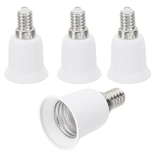 PATIKIL E14 to E26/E27 Light Socket Adapter, 4pcs Lamp Holder Convert Screw Base Converter for Halogen CFL Light Bulb, White