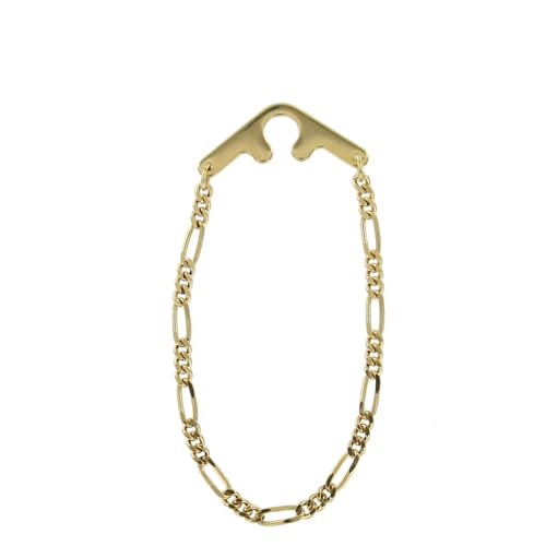 Tie Chain Mens Yellow Gold Tone Figaro Button Hole Attachement 7.5" Fashion Details for Ties Trendy Accessories Stylish Additions