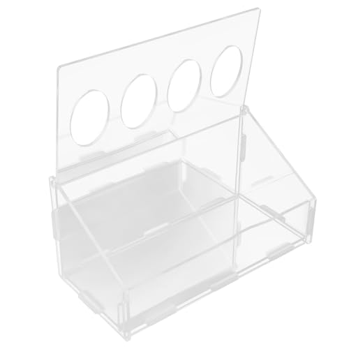 POPETPOP アクリル製鶏用給餌器 大容量 餌箱 フリップトップ式 耐久性のある給餌槽 多頭飼育対応 家禽 鳥 オウム 鳩 餌入れ