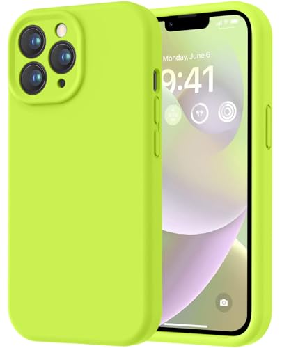 Image of LOVE 3000 Designed for iPhone 13 Pro Max Case, Premium Silicone with [Soft Anti-Scratch Microfiber Lining] Shockproof Protective Phone Case for Men Women Girls 6.7 inch, Fluorescent Green