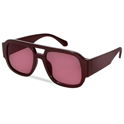 milramtob Oversized Square Aviator Sunglasses for Women Men Retro 70s Glasses Chunky Sun Shades Cute