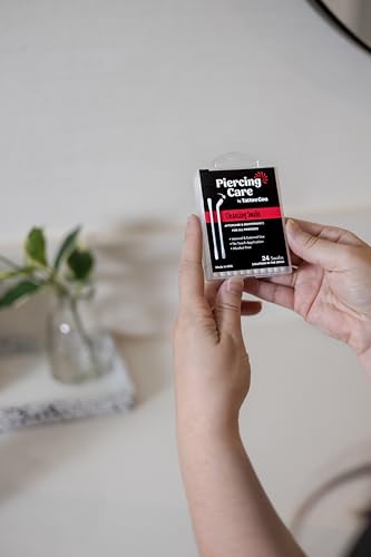 Tattoo Goo Piercing Care Cleansing Swabs, 24 Count, Medicated Cotton Swabs with No Alcohol, Oral & Dermal Aftercare, Antiseptic Formula, Helps Prevent Infection, Irritation and Scarring