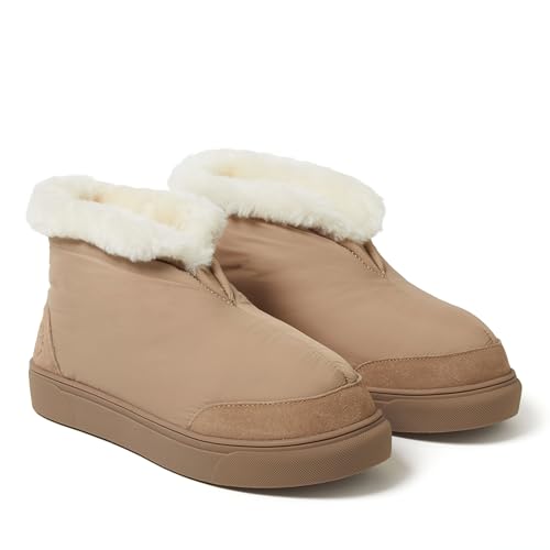 Dearfoams Women's Fireside Nylon Australian Shearling Water Resistant Après Winter Warm Up Bootie Snow Boot2