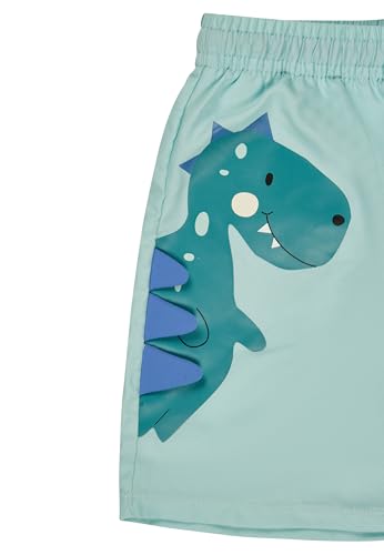Sterntaler Badeshorts Dino – Baby- & Kindershorts aus schnelltrocknendem Bademodenstoff mit 3D Dino-Druck, Knielang, Kordelzug, Windeleinsatz, UV-Schutz 50+, eisgrün, Größe 92
