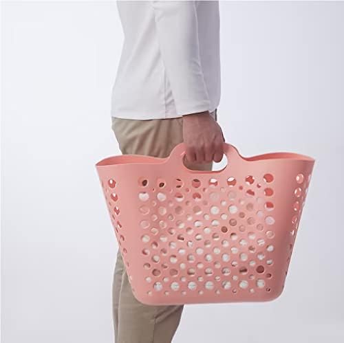 SLIBB Storage Organizer Flexible Laundry Basket Pink Polyethylene Plastic