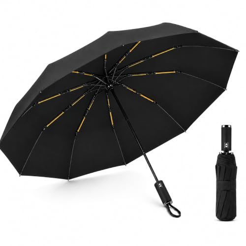 Image of STAR WORK UV Protection Travel Umbrella - Compact Folding Umbrella for Sun & Rain - Windproof, Waterproof, Auto Open /Close - Portable & Lightweight for Women & Men.