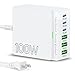 USB C Charger Block Charging Station: 100W 6 Port GaN Fast Charging Brick Hub Cube Box - PD 3.0 Type C & USB A Wall Charger Power Adapter for All iPhone 17 iPad Samsung Android Pixel Series
