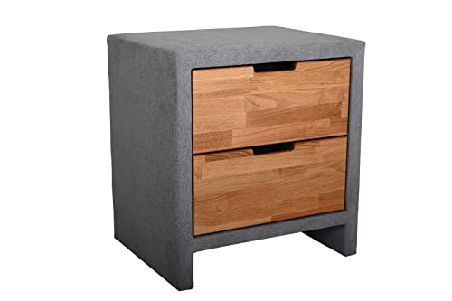 Belanoti Essence Nachttisch 1er Set oder 2er Set Nachtschrank Marbo Hellgrau Nachtkästchen mit Zwei Schubladen Bedsite Table Massivholz Kommodenschrank Nachtkommode Eiche Nachtkonsole