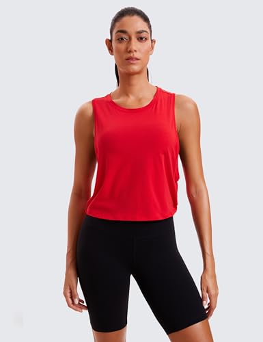 Image of CRZ YOGA Pima Cotton Dropped Armhole Tank | Workout, Naturally Soft, Loose Fit, Crop, Crewneck, Knotted Sides, Sleeveless Tops for Women