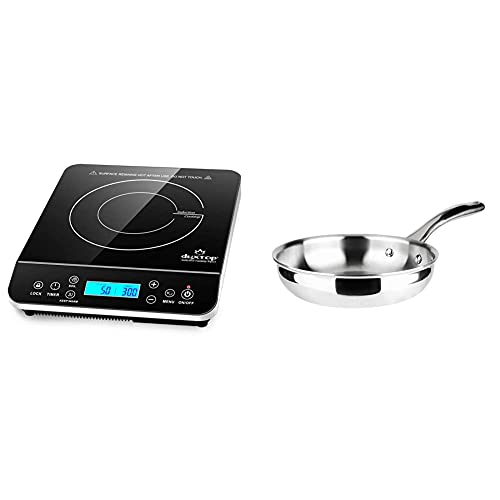 Duxtop Portable Induction Cooktop, Silver 9600LS/BT-200DZ & Duxtop Whole-Clad Tri-Ply Stainless Steel Stir-Fry Pan Kitchen Induction Cookware 8 Inches