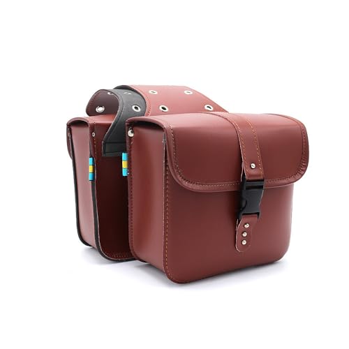 UNISTRENGH Bike Pannier Saddle Bags for Bicycles Rear Rack Waterproof Rear Bike Rack Storage Bag with Colorful Reflective Trim (Brown)