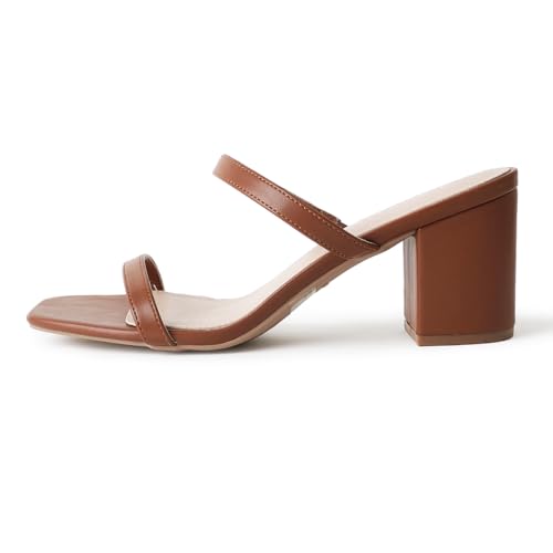 J. Adams Stormi Heeled Sandals Women Dressy Summer Flat Mules- Square Toe Double Band Low Block Heel Sandals - Chunky Sandals for Women - Summer Sandals, Womens Dress Sandals, Women's Heeled Sandals by J. Adams - Used condition - Image 2