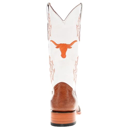 Image of Vaccari Men's Brooks Genuine Smooth Ostrich Leather NCAA Athletics Embroidery Western Cowboy Boots