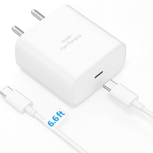 Image of Samsung 45W Superfast Charging Kit (Adapter + 2M USB-C Cable) - White | Compatible with Galaxy S25 Edge, S25, S24 Ultra, S24+, S23 Ultra, S23 FE, S22, S21 FE, Z Fold /Flip 5 /4, Tab, A /M /F Series