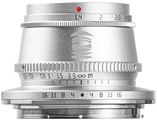 TTArtisan 35mm F1.4 Manual Focus APS-C Format Fixed Lens for Fuji Fujifilm X-Mount Cameras X-A1 X-A10 X-A2 X-A3 X-A5 X-H1 X-T1 X-T10 X-T2 X-T20 X-T100 X-PRO1 X-PRO2 ect. (Silver)