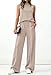 BTFBM Two Piece Sets for Women Summer Outfits 2026 Lounge Sets Mock Neck Tops Wide Leg Pants Travel Fashion Clothing(Khaki, Small)