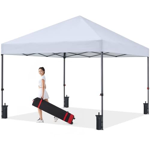 COOSHADE Durable Easy Pop Up Canopy Tent 10x10Ft, with 4 Sandbags(White)