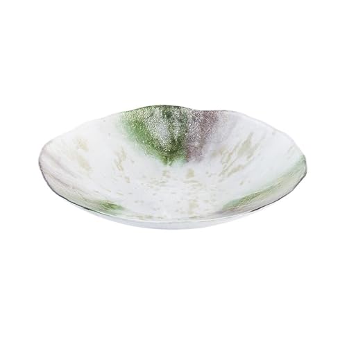 Platos de frutas de vidrio Plato de fruta de forma redondeada moderna de estilo nórdico, cristal for el hogar, blanco nacarado, plato de almacenamiento de refrigerios simple, plato de ensalada de cerá