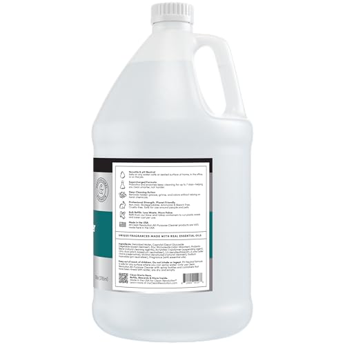 Image of Clean Revolution SuperCharged All Purpose Cleaner Refill with Smart Probiotic + Enzyme Complex, Multi-Surface Kitchen Bathroom & Floor Cleaner, Geranium Mint, 128 Fl Oz