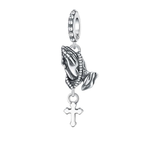 925 Sterling Silver Charms for Bracelets and Necklace Religious Prayers Cross Dangle Pendants Star Moon God Bead Jewelry Present for Women Family Friends