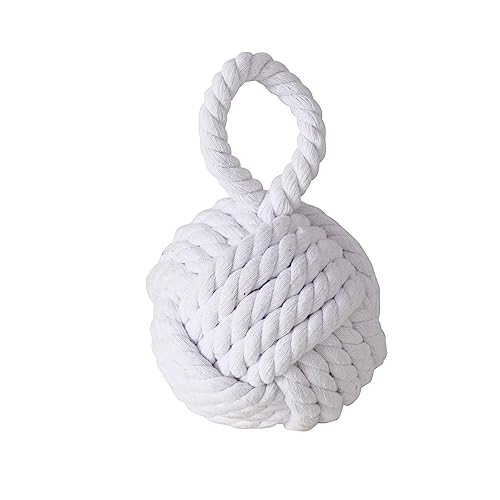 Boltze Türstopper Knoten Strick mit Schlaufe – als Buchstütze, Fensterstopper & Türhalter, dekorativer Stopper für Tür und Fenster im Innenraum, beschwert mit 1,5 kg Gewicht (Weiß)