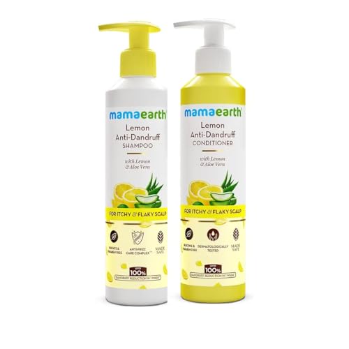 Image of Mamaearth Lemon Anti-Dandruff Combo | Shampoo + Conditioner | Reduces Up to 100% Dandruff | Soothes Itchiness | 250 ml + 250 ml