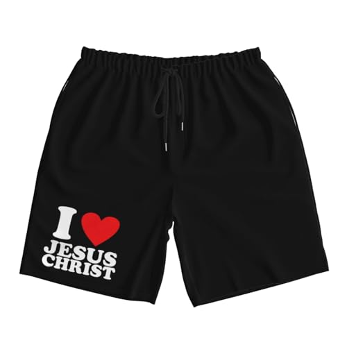 I Love Jesus Christ Mens Swim Trunks Quick Dry Board Shorts 7" - Hawaii Beach Swimwear2