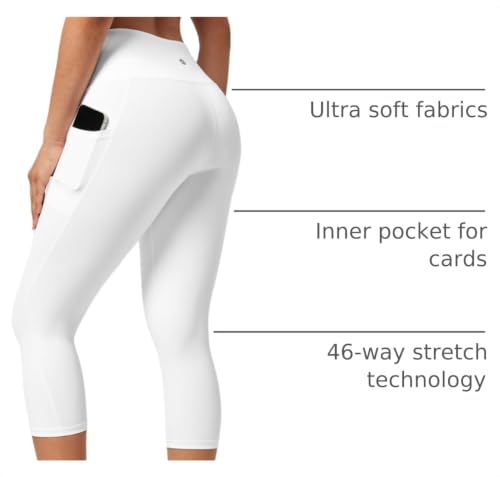 Image of Heathyoga Capri Leggings for Women High Waisted Capri Leggings with Pockets for Women Tummy Control Yoga Pants Women