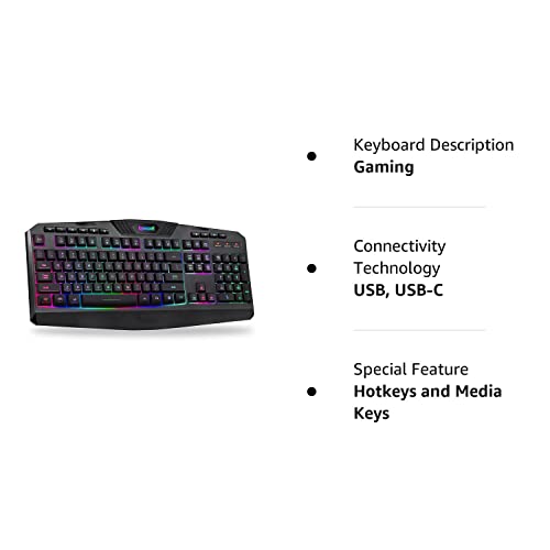 Redragon K503 Wireless Gaming Keyboard, Rgb Led Backlit, Multimedia Keys, Silent Membrane Keyboard With Wrist Rest For Windows Pc Games (Black) #TOP7