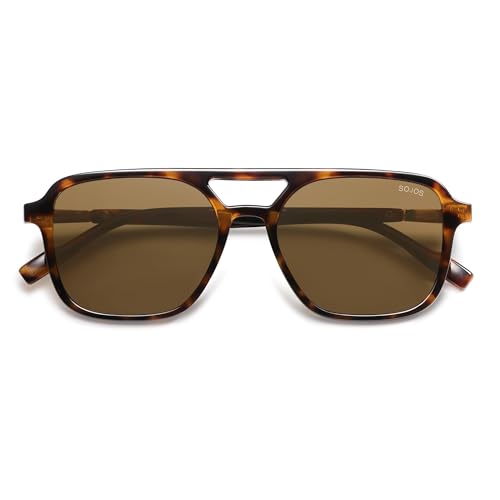 Image of SOJOS Retro Aviator Sunglasses for Women Men,Trendy Rectangle Womens Mens Shades Sun Glasses SJ2202