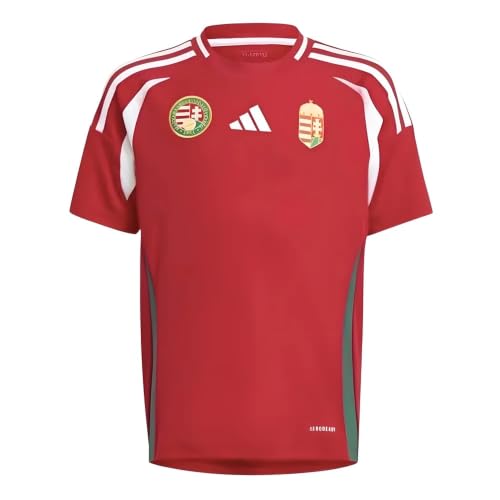 Image of adidas Kids' Hungary Home Football Shirt, 9-10YR, Red