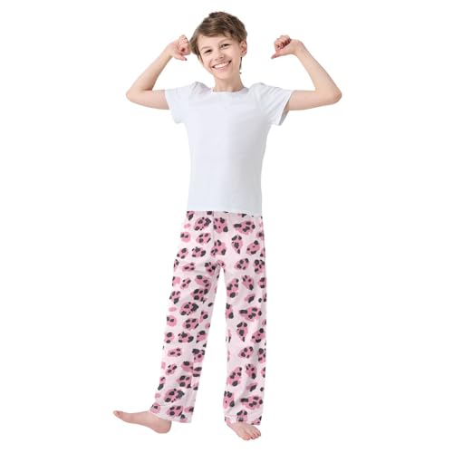 Boys' Pants Cute Leopard Cheetah Spots Pink Long Bottoms Jogger Pants Elastic Waist Trousers with Pockets S-XL2