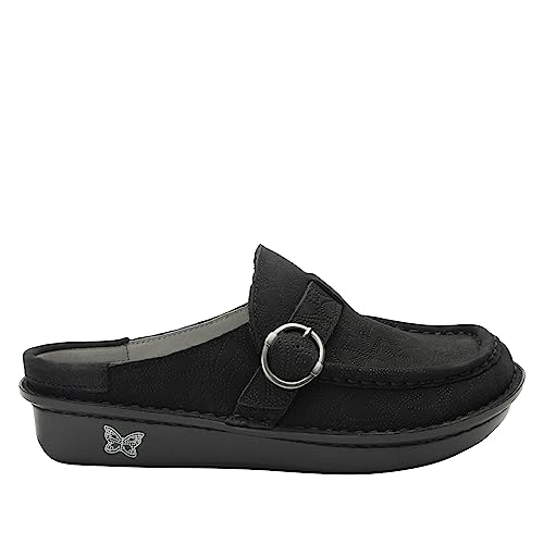 Image of Alegria Women's Brigid Leather Moc Toe Open Back Clog with Heel Cup | Casual Shoes