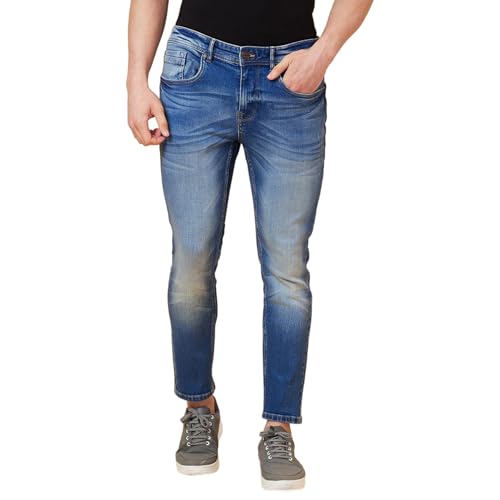 Image of Being Human Blue Cropped fit Men's Denims Clothing