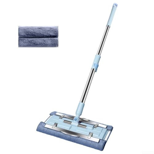 QOXEZY Mocio piatto in microfibra con manico in acciaio inossidabile, panno per la pulizia in microfibra, panni usa e getta, mocio a testa piatta, strumento di pulizia pigro per piastrelle, legno