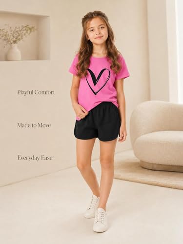 Image of Girl's 2 Piece Outfits Cute Summer T-Shirt and Graphic Shorts Clothing Sets