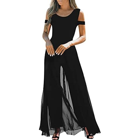 shownicer Femmes Combinaison Chic et Élégant Col Rond Jumpsuit D'été Manches Courtes Couleur Unie Combishort Slim Loose Casual Rompers Cover